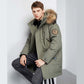 Down Jacket Men's Mid-length Plush Collar New Cold Winter Jacket Casual Hooded Down Jacket