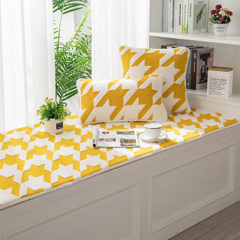Printed Bay Window Cushion Non-Slip Crystal Velvet Window Sill Pad Bay Window Pad Tatami Mats Sofa Cushion Used for Indoor Outdoor