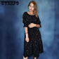 Dress Summer Women Stars Printed Off Shoulder Slim Black Dresses Girl Schoolgirl Kawaii Sweet Casual