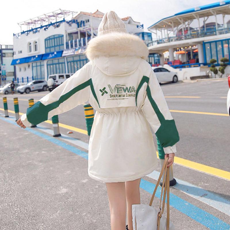 Winter Plus Velvet Thick Women's Cotton-padded Jacket Fashion Mid-length Color Matching Loose Parker Cotton