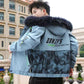Men's Hooded Woolen Collar Cotton Padded Jacket for Young People