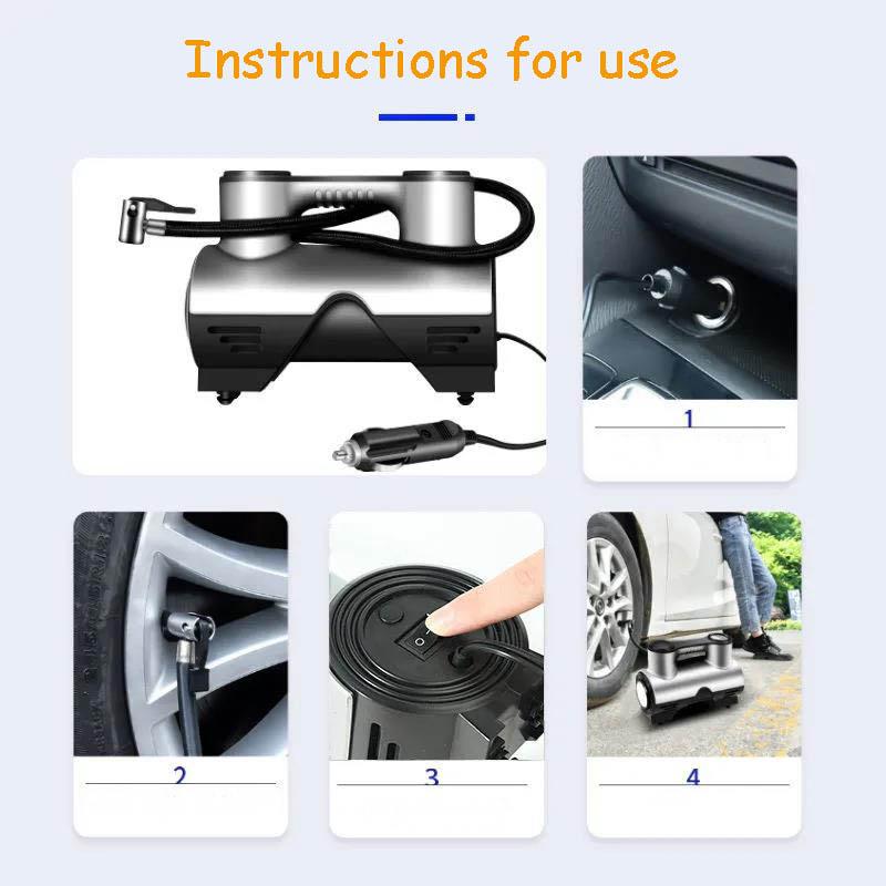 Multifunctional Car Air Pump Preset Tire Pressure Small Car Portable Metal Cylinder Tire Air Pump Fast High-power Air Pump General Purpose