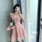 Sexy Woman Tube Top Sling Skirt A-line Dress Leeveless Hollow Out Bare Shoulders Bar Party