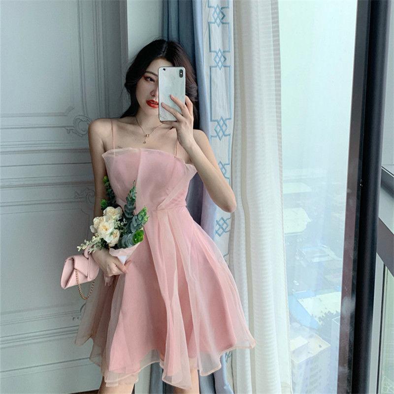 Sexy Woman Tube Top Sling Skirt A-line Dress Leeveless Hollow Out Bare Shoulders Bar Party
