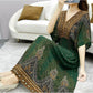 Cotton Silk Dress Mid Length Beach Dress Large Floral Bohemian Loose Casual Long Dress V-Neck