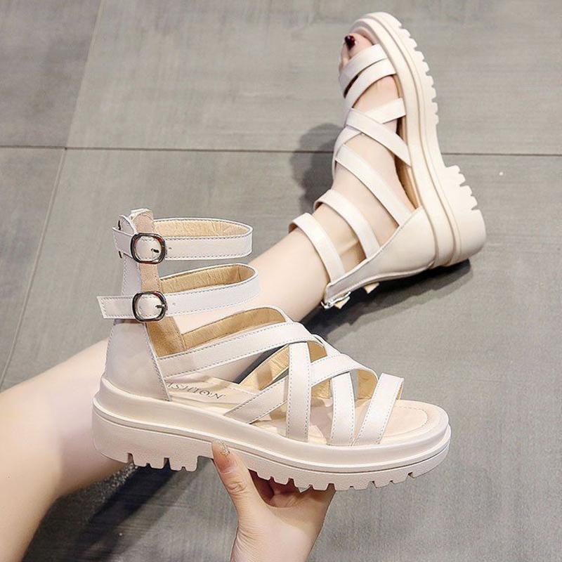 Roma Shoes with Thick Soles Fish Mouth Women's Summer Sandals  Soft Sole Casual Beach Shoes