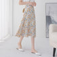 Floral Skirt Women's A-line Skirt High Waist Chiffon Print Midi Skirt Small Daisy Flower Skirt