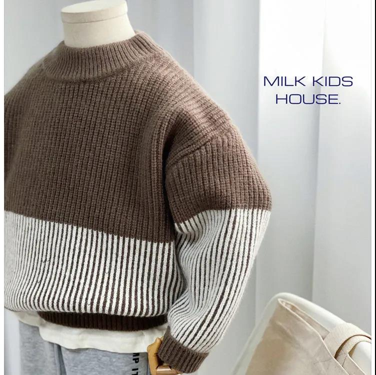 Boys Winter Clothes Thick Thick Woolen Warm Sweater Children Temperament Stitching Casual Sweater Tide