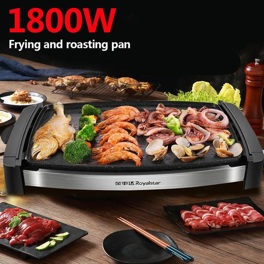 1800W Electric Grill Flat Bottom Frying Pan BBC Machine Medical Stone Oven Bakeware Kitchen Supplies
