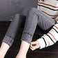 Gray Plus Velvet Trousers Winter Thickened Women's High-waisted Feet Trousers Are Thin and All-match Leggings Gray Velvet Lining Keeps Warm