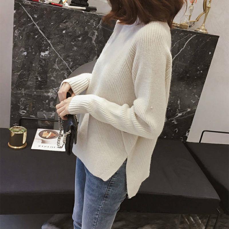 Pofulove women's decoration slim slim all-match half-neckfashion short knitted base shirt women
