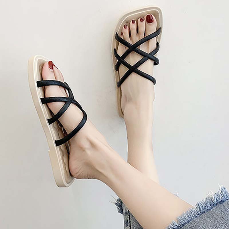 Ladies Sandals and Slippers for Outer Wear, Summer Korean Fashion Soft Bottom Non-slip Student Fairy Style Slippers