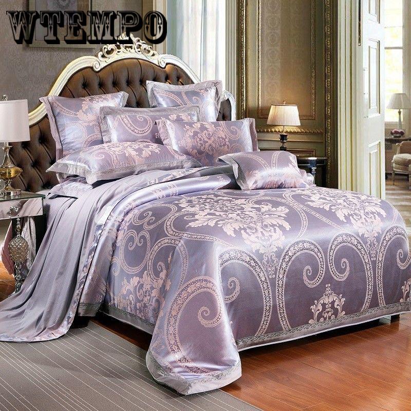 Jacquard cotton four-piece bedding quilt cover sheets pillowcase noble European embroidery
