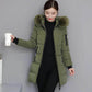 Winter Clothes Korean Version of Cotton-padded Jacket Women's Large Fur Collar Jacket Slim Slimming Cotton-padded Jacket Mid-length