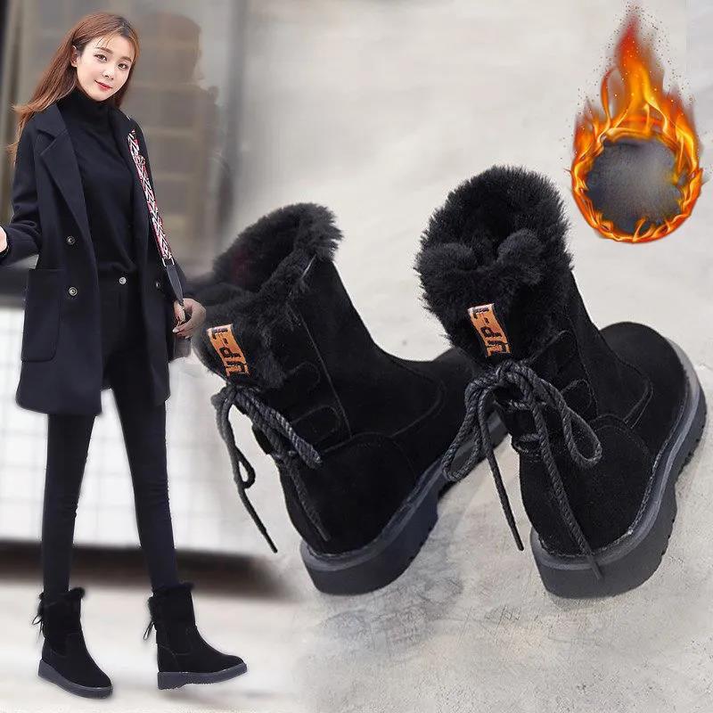 Snow Boots Women Winter Korean Version Plus Velvet Warm In Tube Cotton Shoes Soft Bottom Non-slip Thick Bottom Ankle Boots Women