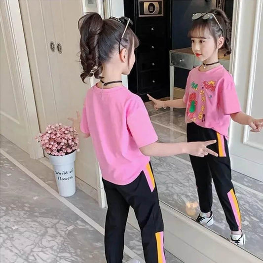 Girls Suit Spring and Autumn Korean Version Children's Dance Practice Daily Comfortable Breathable Long-sleeved Sweater Two-piece Set