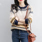 Sweater Women's Pullover Knitwear Korean Loose Plus Velvet Round Neck Tops Trending Lattice Sweater Autumn and Winter Tops