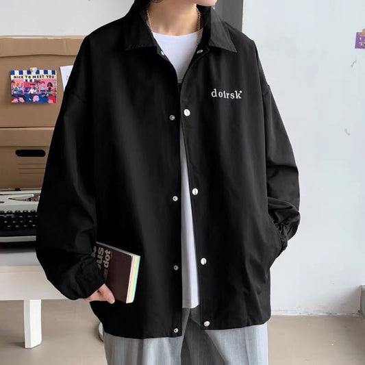 Spring and Autumn Thin Jacket Men's Loose Jacket Casual Versatile Long Sleeve Warm Top Men's Temperament Coat