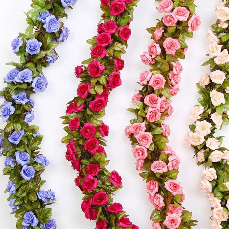 Simulation Rose Vines Fake Flowers Living Room Shelter Decoration Ceiling Vines Plastic Plants Twining