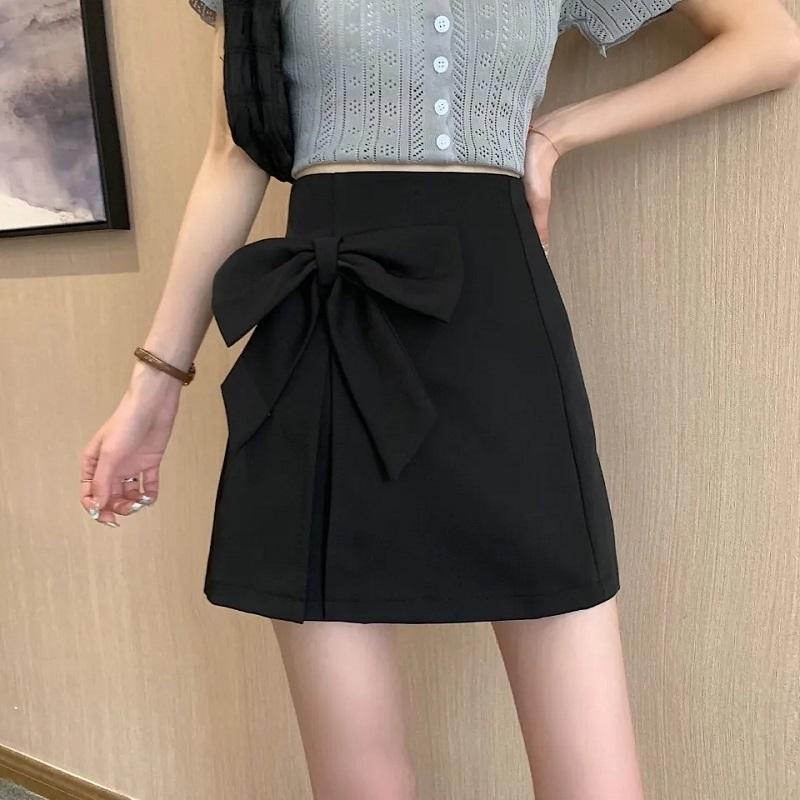 Bow Knot High Waist Slim Skirt Women's Summer A-line Skirt Casual All-match Short Skirt