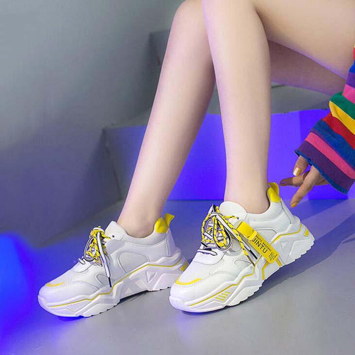 Women Trainers Running Shoes PU Leather White Fashion Sneakers Sneakers Ladies Outdoor Sport Shoes