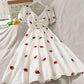 French Niche Fairy Embroidery Short-sleeved Dress V-neck Drawstring High-end Skirt