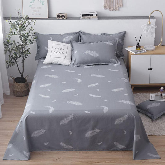 Three-piece Cotton Twill Cotton One-piece Bed Sheet Two Pillowcases Good Breathability Easy To Wash Foldable Exquisite Pattern Simple Style