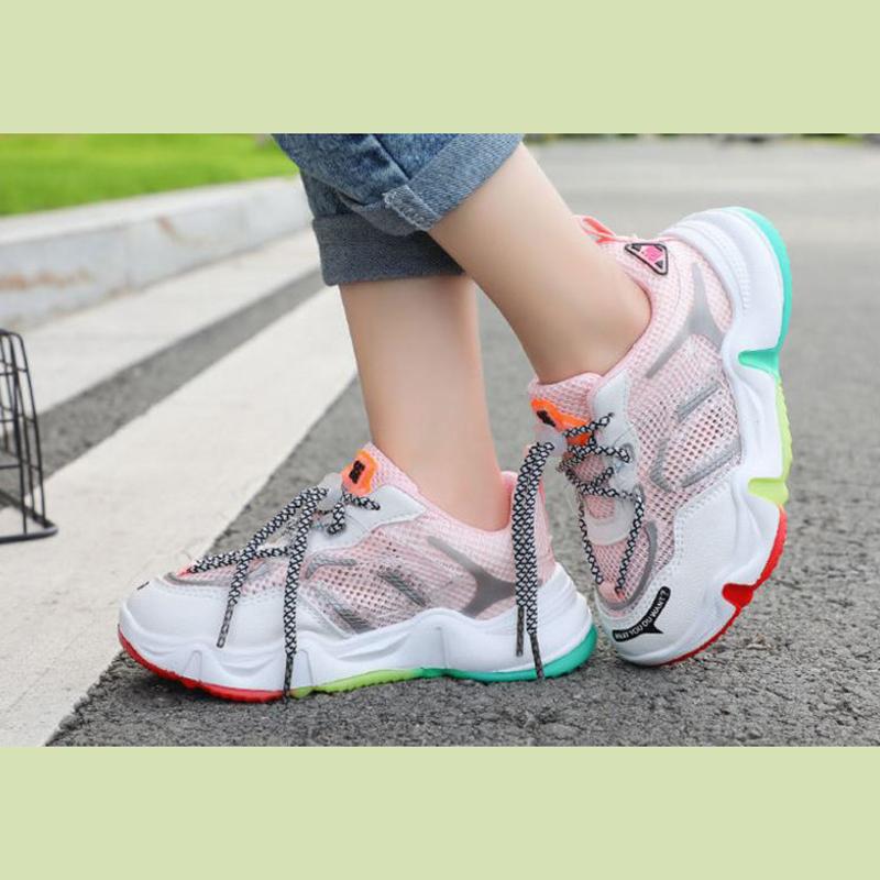 Rainbow Children's Shoes Girls Sports Shoes Spring  Summer Boys Running Shoes Breathable Deodorant Student Casual Shoes