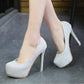 Women's Shoes Spring  Summer Korean Style Super High Heel Stiletto Round Toe Silver High Heels Sexy Female Waterproof Platform Single Shoes 12cm