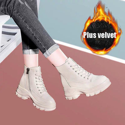 Women Winter Snow Boots  High-top Shoes Casual Woman Waterproof Warm Leather Ankle Boots Female High Quality Plush Inner Martin Boots