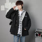 Thin Men's Casual Suits Loose Ruffian Handsome Single-piece Casual Slim Tops Single-piece Long-sleeved Warm Jackets Men's Short Jackets