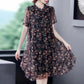 Summer Small Floral Mesh Mid-length Large Size Loose and Thin Short-sleeved Dress
