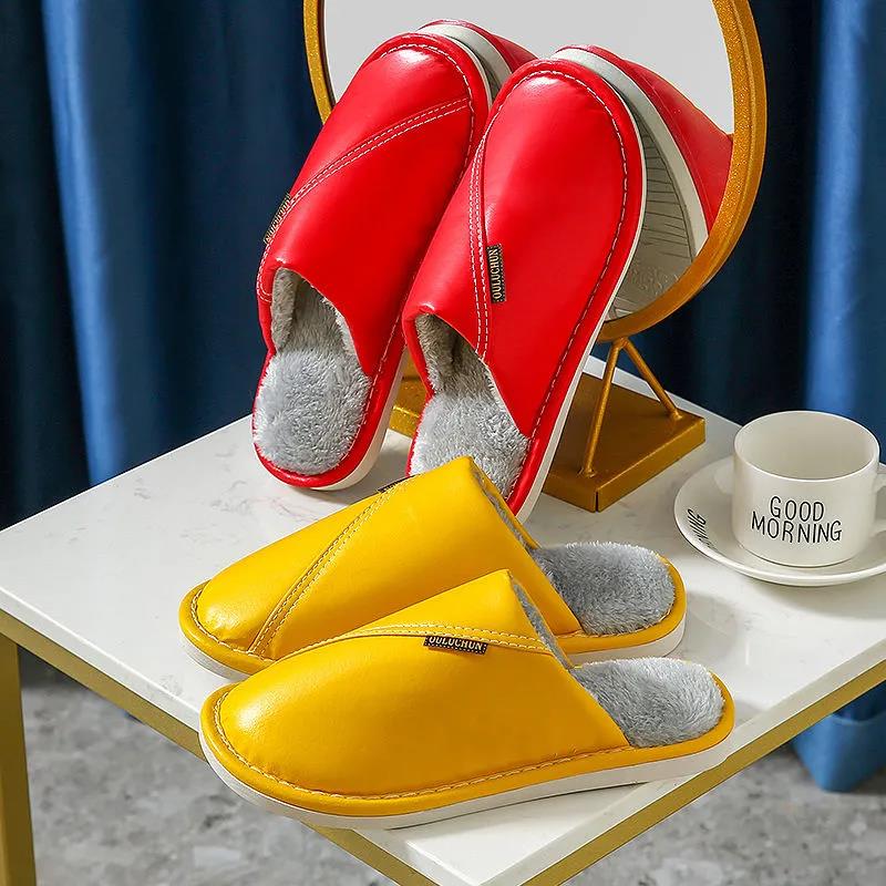 Autumn and Winter Pure Cotton Slippers Indoor Non-slip Soft-soled Shoes Warm Simple Plush Cotton Shoes