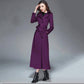 Cotton Thickened Over-the-knee Coat Women's Super Long Waist Autumn and Winter Solid Color Woolen Coat Slim Fit Thick Woolen