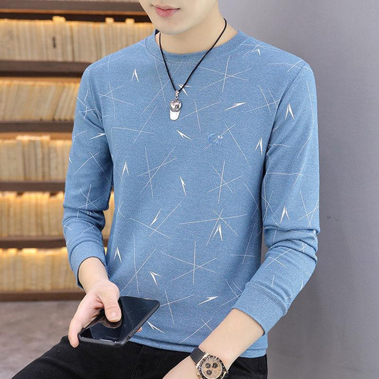 Men's Casual Long-sleeved T-shirt Spring and Autumn Korean Version of The Bottoming Shirt Youth Handsome Top Trend Sweater