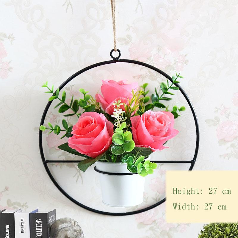 Pendant Simulation Floral Potted Plant Home Hanging Wall Hanging Decoration Artificial Flower Wall Plastic Flower Basket Living Room Wall Decoration