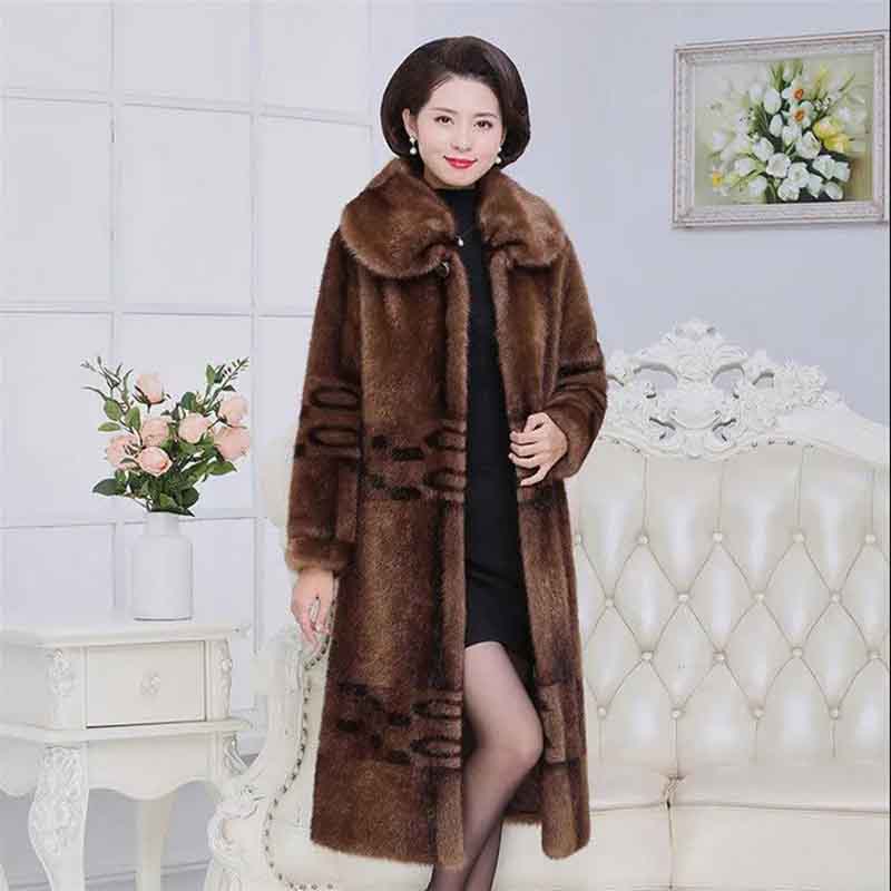 Fur Coat Women's Winter Large Size Thickened Imitation Mink Fur Coat Middle-aged Mother Wear