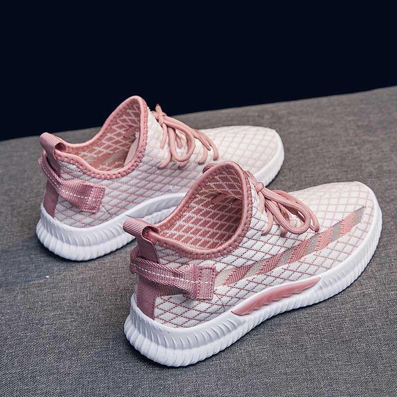 Plus Size 35-40 Summer Women Sneakers Students Knitting Breathable Running Basketball Shoes Shockproof Non-slip Pink Shoes