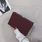 Women Box Bag Print Casual Clutch Purse Shoulder Crossbody Bags Weave Pattern Metal Chain Pu Leather