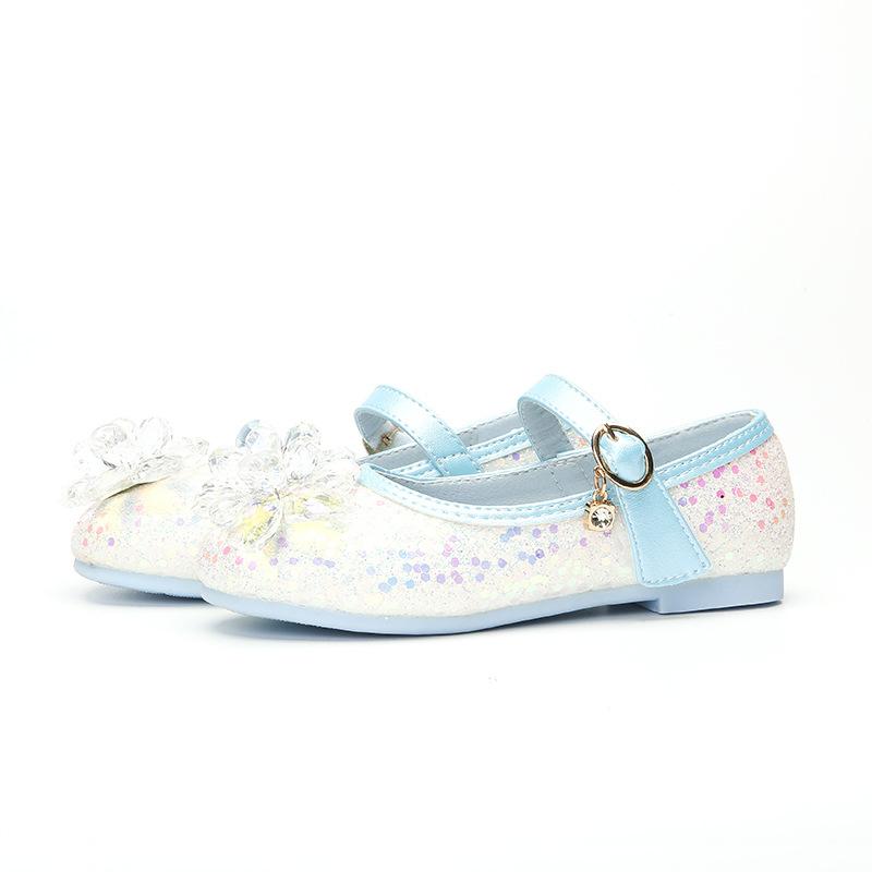 Sequin Baby Princess Shoes Autumn 2021 Girls Leather Shoes Soft Sole Little Girl Children Crystal Shoes Single Shoes