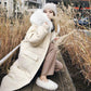 Winter Thick Cotton Jacket Women's Mid-length Jacket Loose Fluffy Big Fur Collar Over The Knee Warm Bread Jacket Plus Cotton Warm Jacket