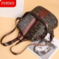 Leather Texture Backpack Female Student Schoolbag Trend Soft Leather Lady Large-capacity Travel Bag