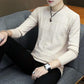 Round Neck Button Slim Sweater Fashion Solid Color Men's Thin Knit All-match Blouse Long Sleeve Coat