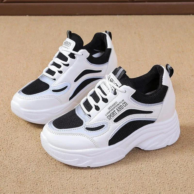 Women's Spring and Autumn Casual Versatile Shoes Waterproof Thick Sole High Heel Shoes Female Breathable Non Slip Flat Shoes