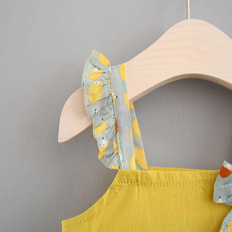 0-1-2-3-4 Years Old Female Baby Pure Cotton Sling Shorts Suit Baby Summer Baby 2-piece Set New