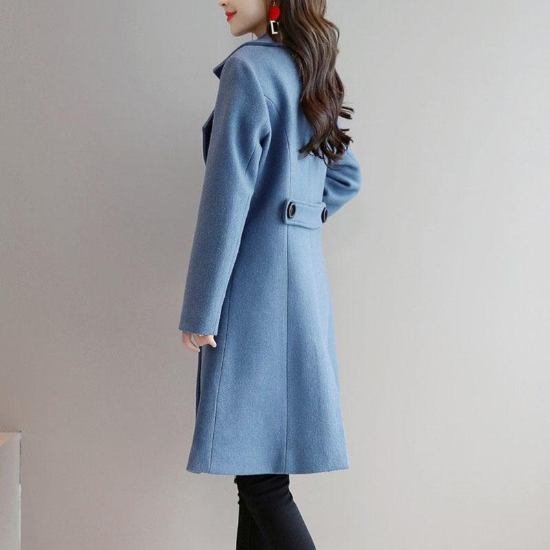 Autumn and Winter Korean Style Slim Slimming Fashion Temperament Mid-length Waist Woolen Coat Women's Woolen Coat