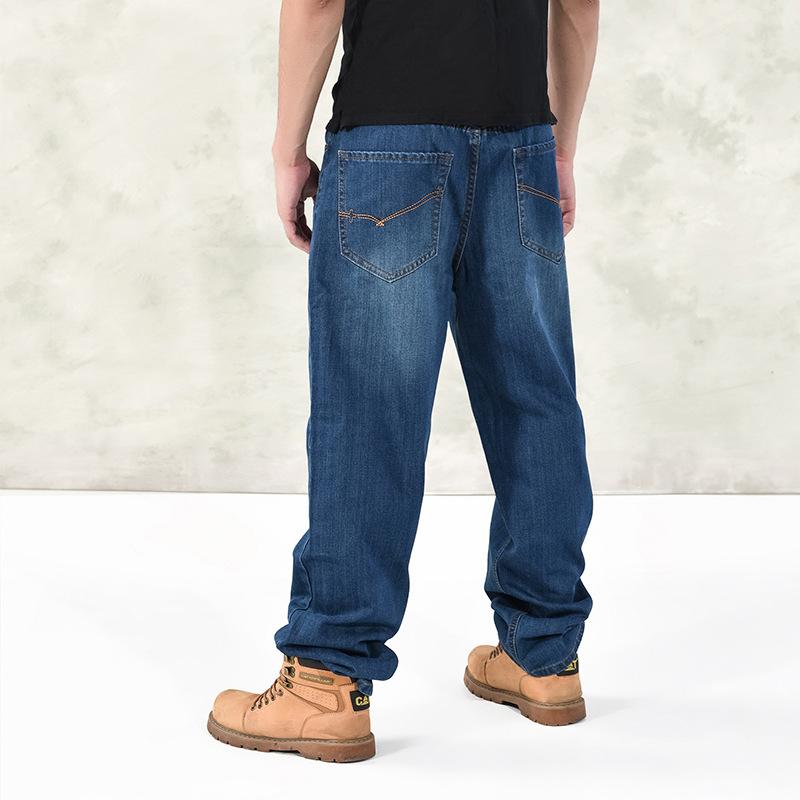 Plus Size Jeans Men Blue Denim Pants Streetwear Skateboard Hip Hop Jean Trousers Loose Casual Straight Jean Pants 40 42 44 46
