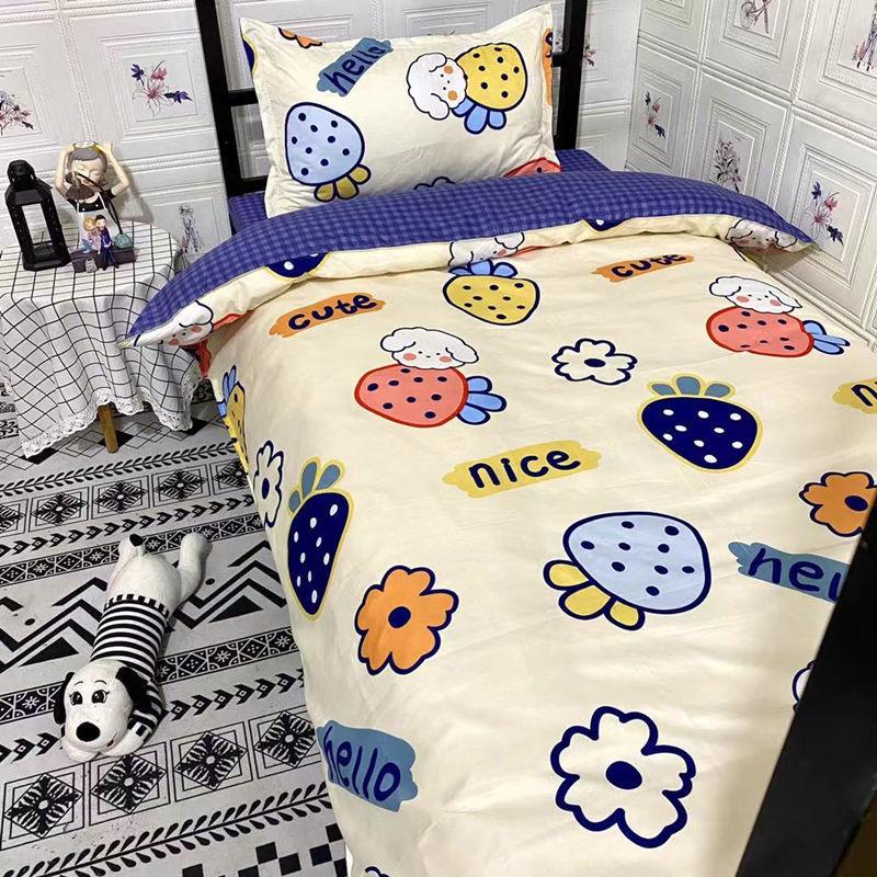 Three-piece Bed Quilt Cover Sheet Pillowcase Children's Bed Home Bedding Set Single Bed Cartoon