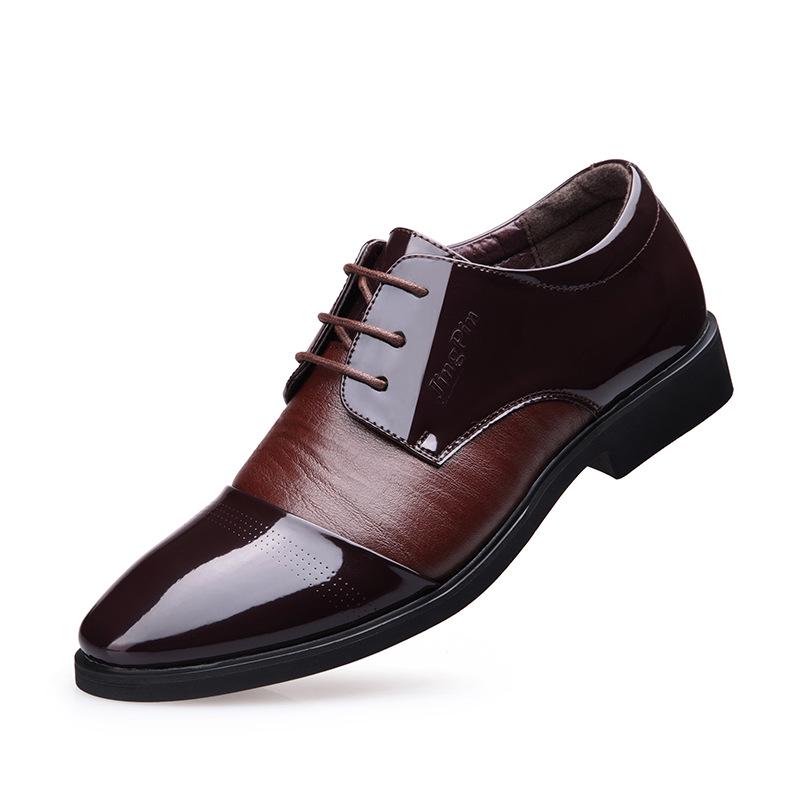 Men's Leather Shoes Business Increased Breathable Dress Shoes Men's Pointed Lace
