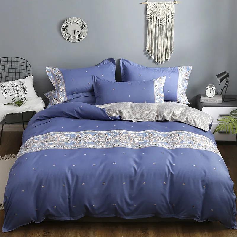 Thickened Pure Cotton Sanding Four-piece Cotton Bed Sheet Quilt Cover Machine Washable Bed Student Dormitory Supplies Set